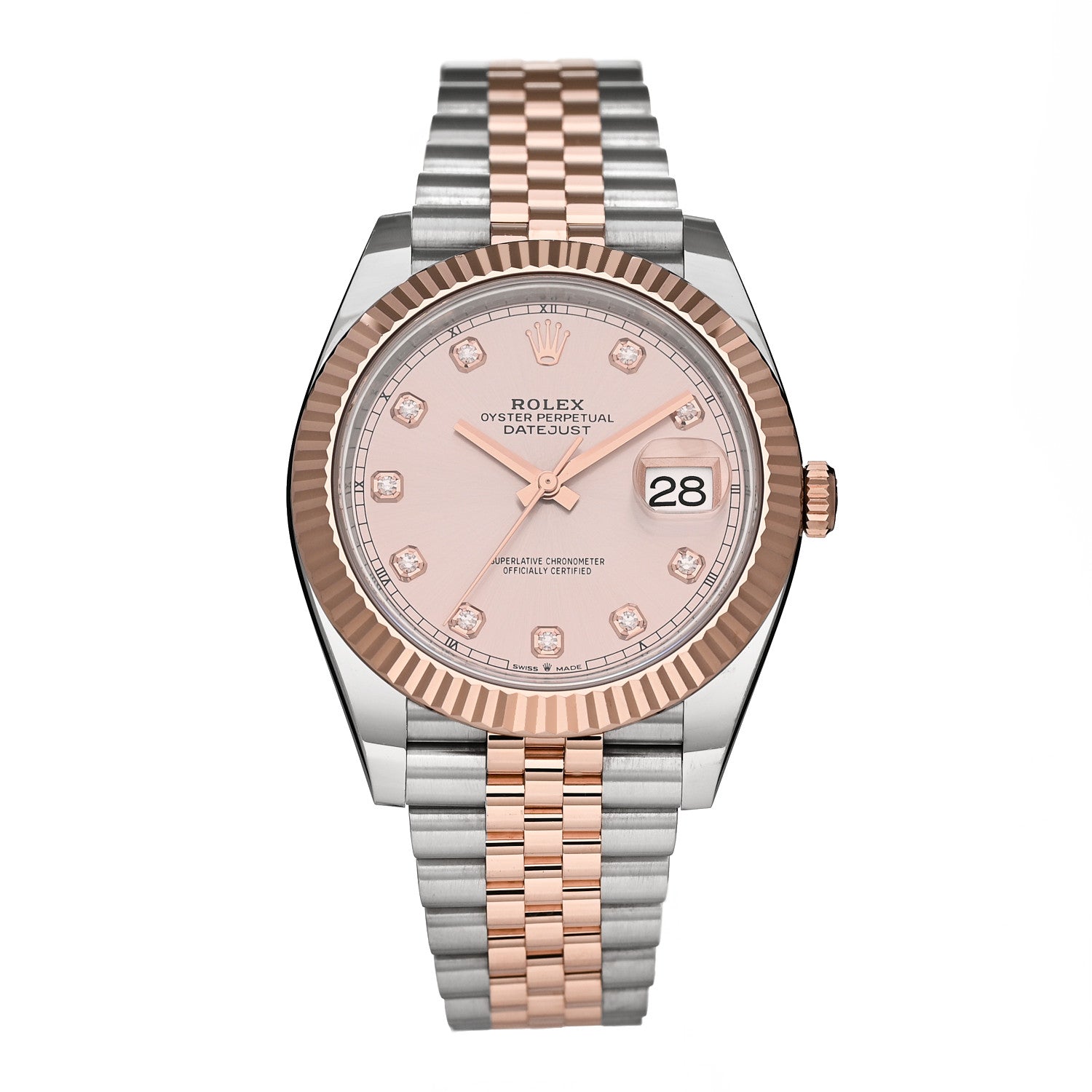 Rolex Stainless Steel 18K Everose Gold Diamond 41mm Oyster Perpetual Datejust Watch Sundust 126331 1 of 5
