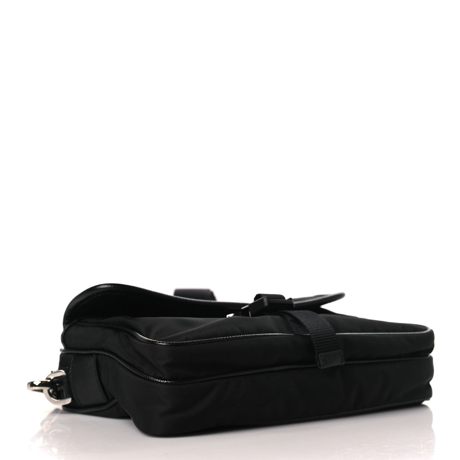 Prada Re-Nylon Saffiano Pocket Single Snap Buckle Shoulder Bag Black 4 of 9