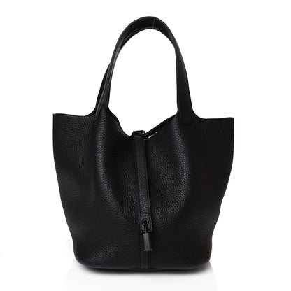 Hermes Taurillon Clemence Monochrome Picotin Lock 22 MM Black 1 of 11