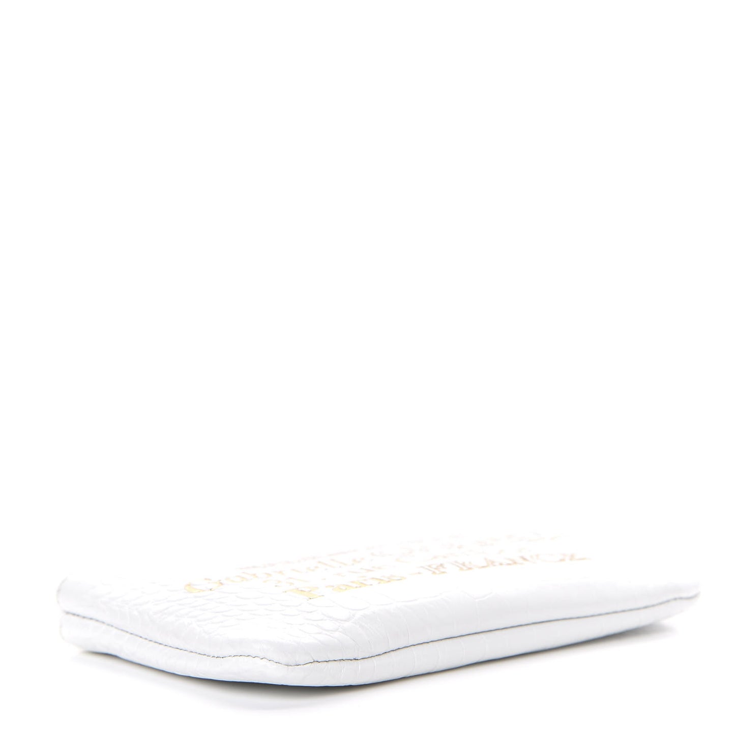 Calfskin Crocodile Embossed Cocodile Cosmetic Case White Gold