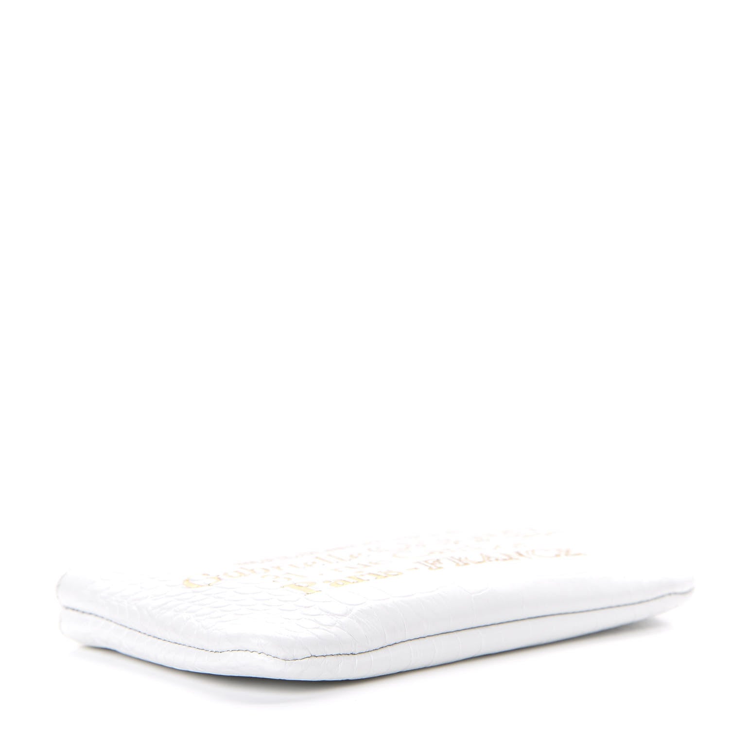 Chanel Calfskin Crocodile Embossed Cocodile Cosmetic Case White Gold 3 of 9