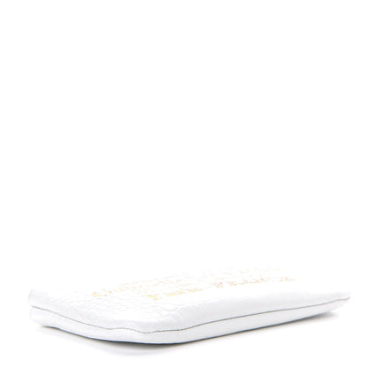 Chanel Calfskin Crocodile Embossed Cocodile Cosmetic Case White Gold 3 of 9