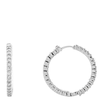 Roberto Coin 18K White Gold Diamond 1.00ctw Inside Out Hoop Earrings 1 of 4