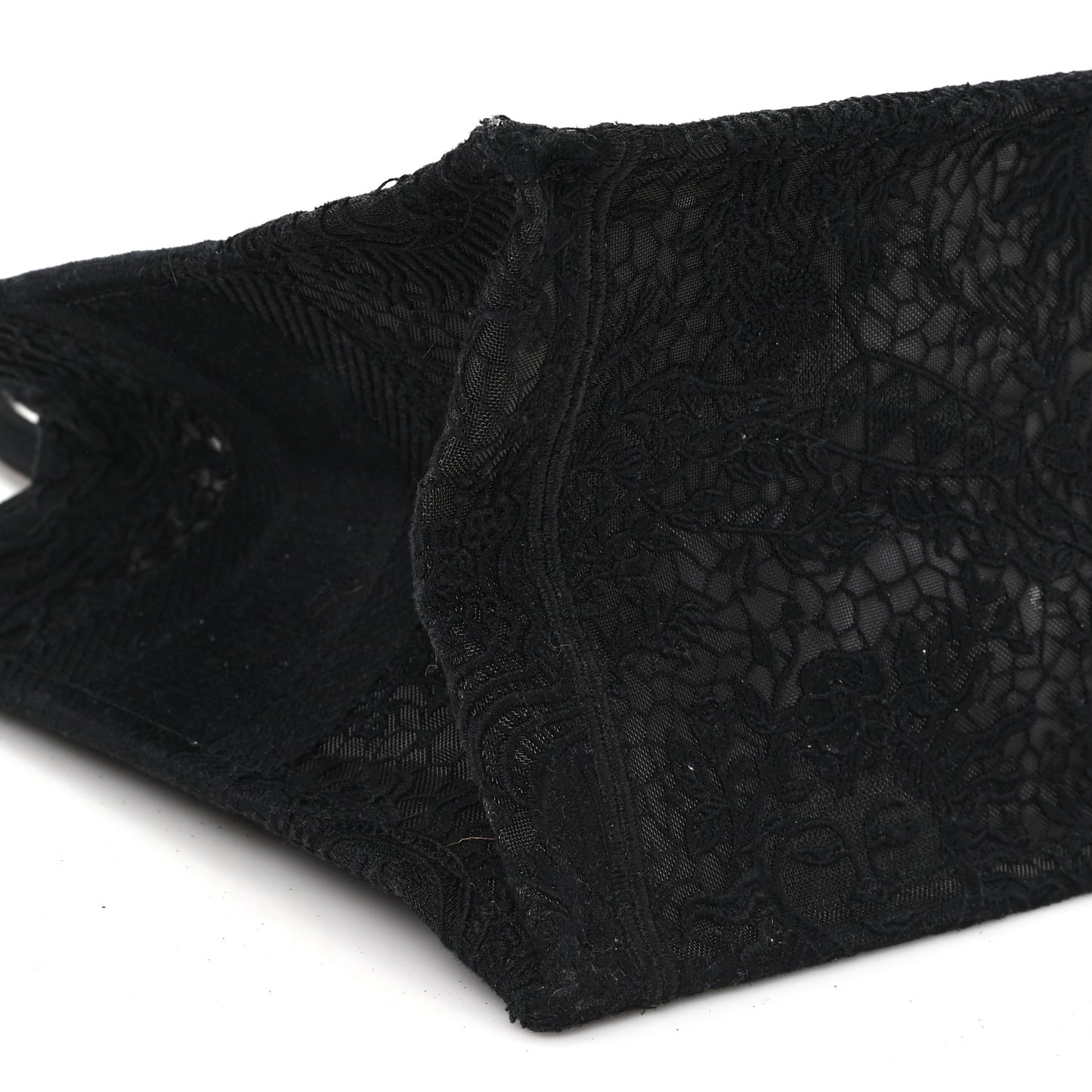 Canvas Embroidered Mesh Macrame Medium Toile de Jouy Soleil Book Tote Black