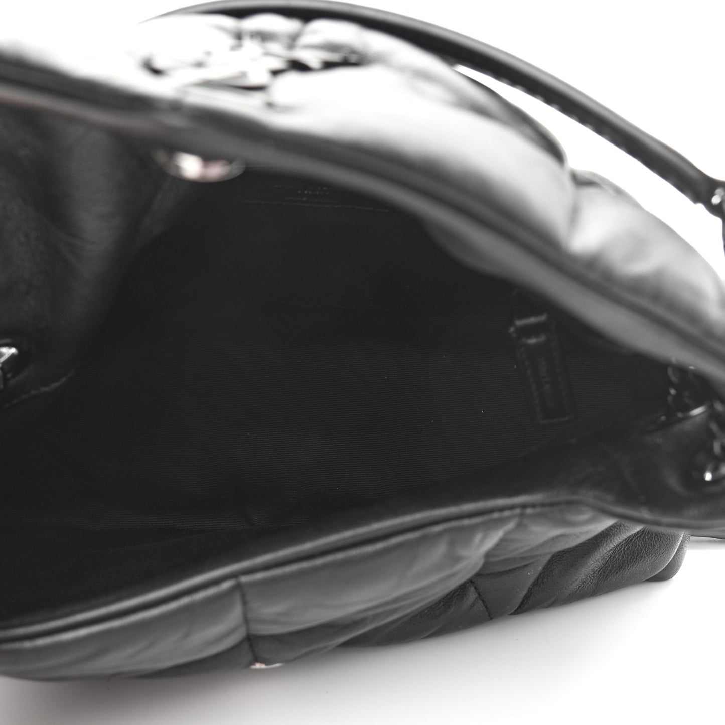 Lambskin Quilted Monogram Monochrome Small Loulou Puffer Chain Satchel Black