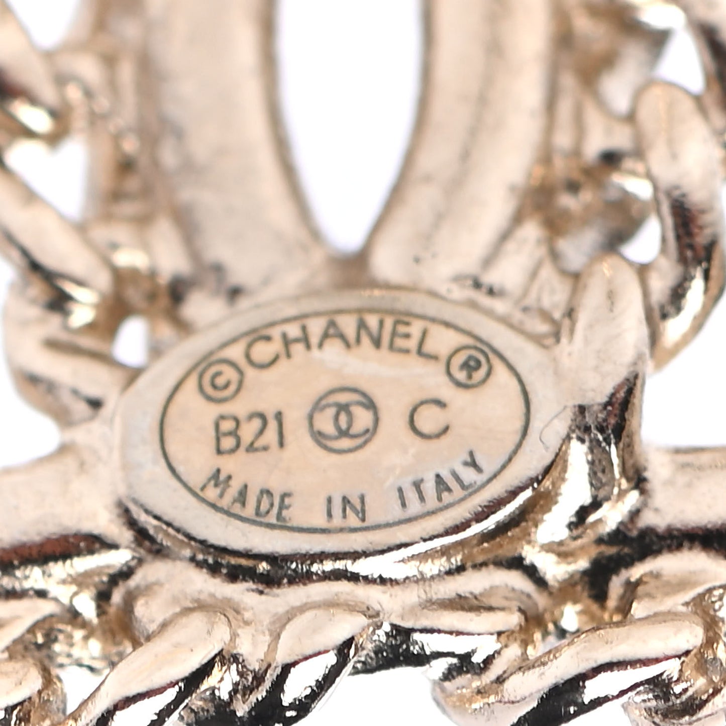 Crystal Chain CC Earrings Gold