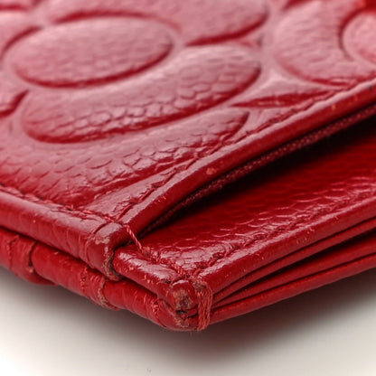 Chanel Caviar Camellia Embossed Card Holder Red 12 of 14