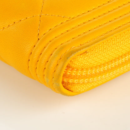 Chanel Lambskin Quilted Small Boy Zip Around Wallet Yellow 12 of 18