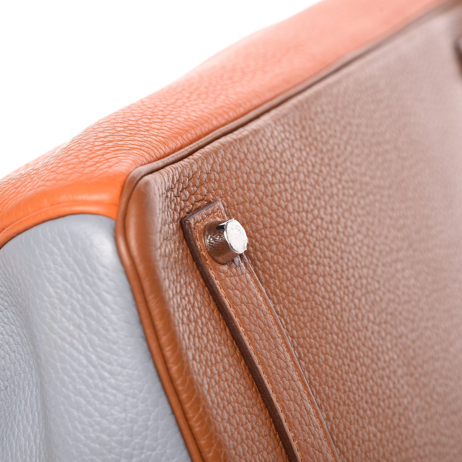 Hermes Taurillon Clemence Arlequin Birkin 35 Orange Sanguine Gold Bleu Lin Bleu Hydra Etain 31 of 35