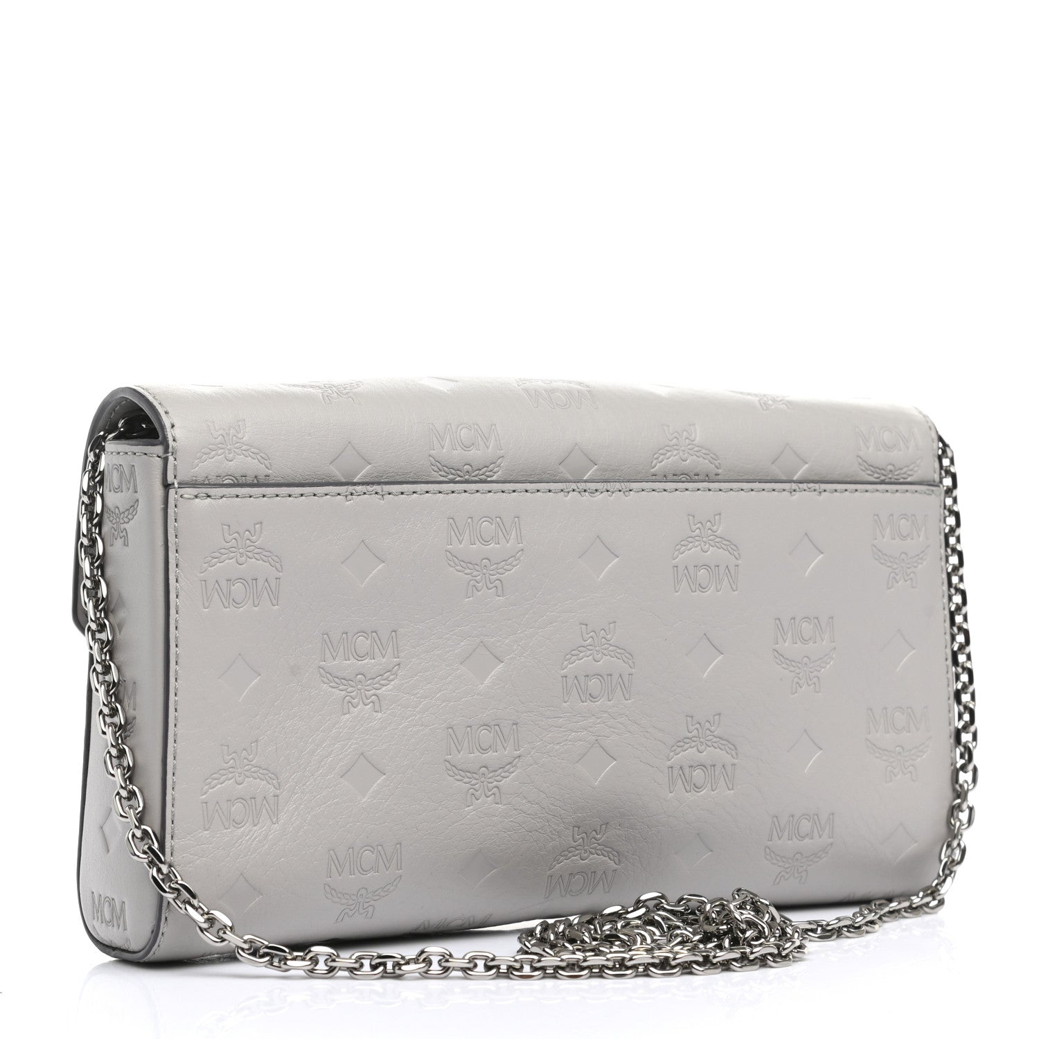 MCM Calfskin Ottomar Wallet On Chain Grey 3 of 10