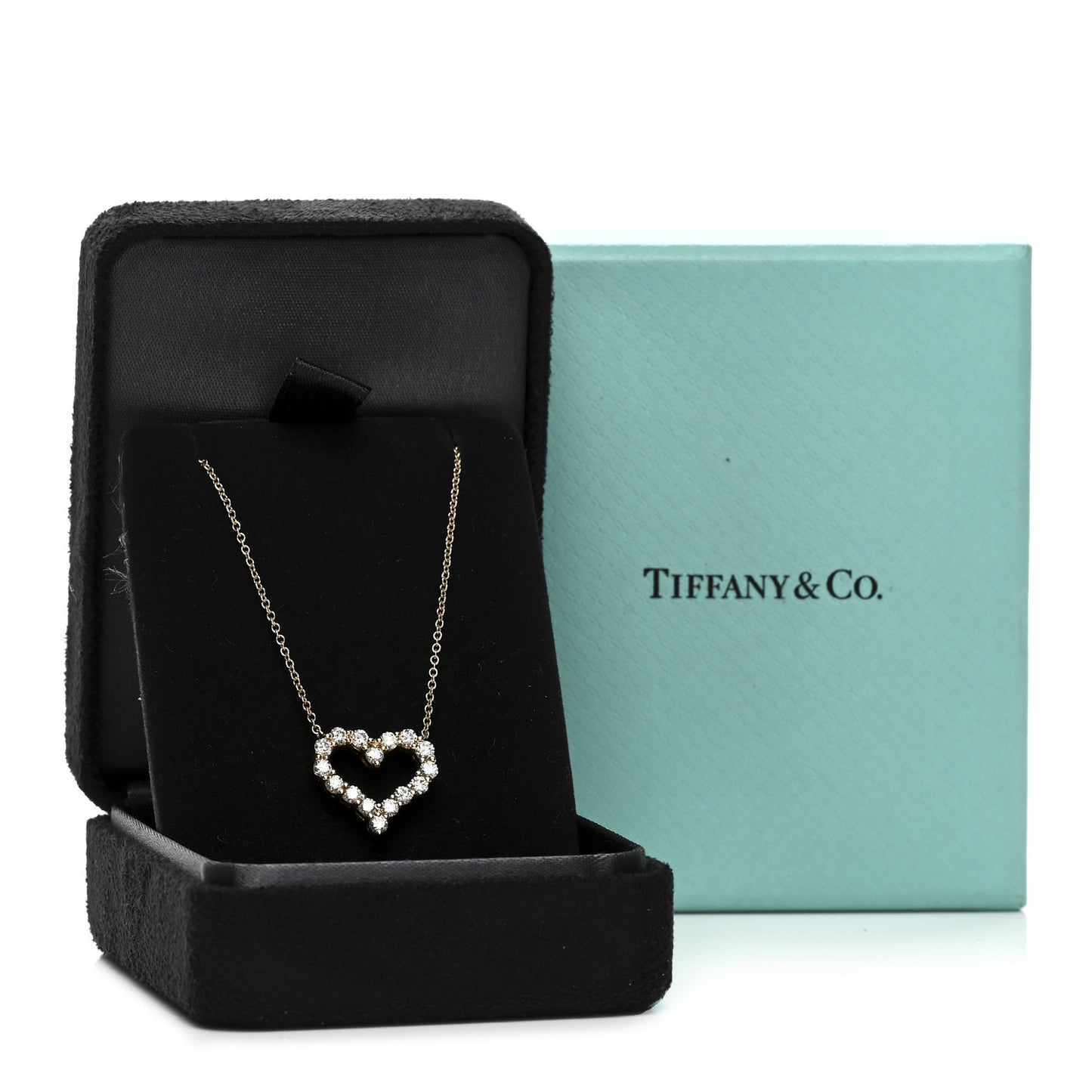 18K Yellow Gold Diamond Small Heart Pendant Necklace