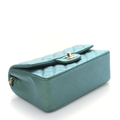 Chanel Iridescent Calfskin Quilted Mini Rectangular Flap Green 4 of 9