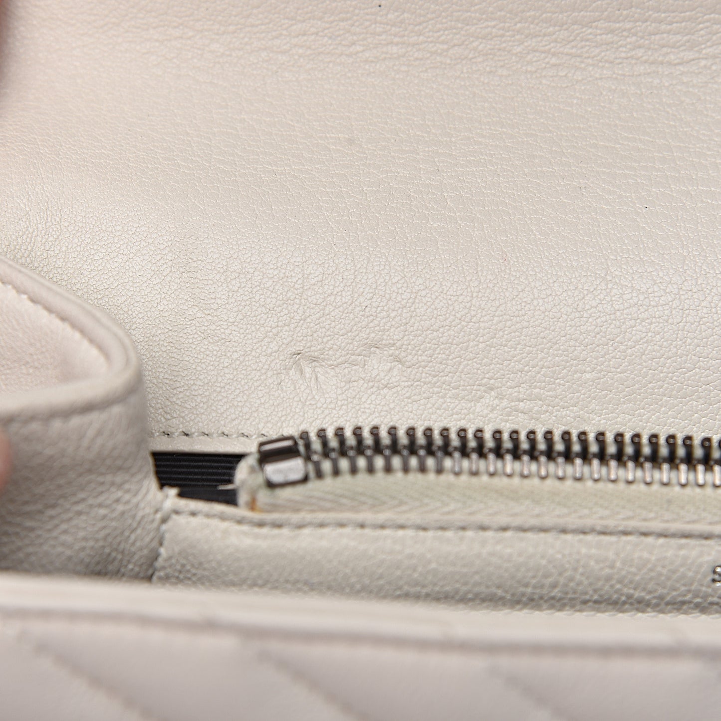 Sheepskin Matelasse Chevron Monogram Medium College Bag Dove White