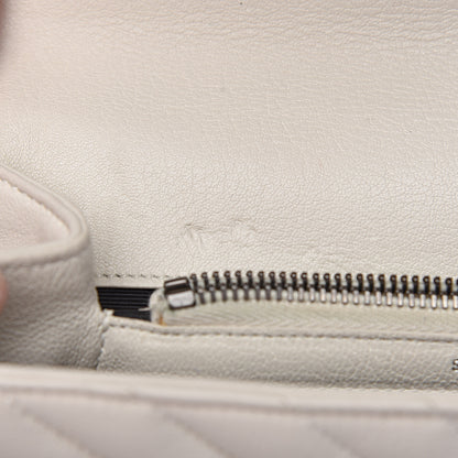 Saint Laurent Sheepskin Matelasse Chevron Monogram Medium College Bag Dove White 8 of 11