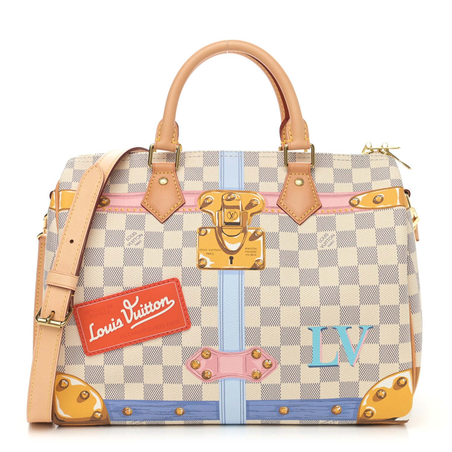 Louis Vuitton Damier Azur Summer Trunks Speedy Bandouliere 30 1 of 10