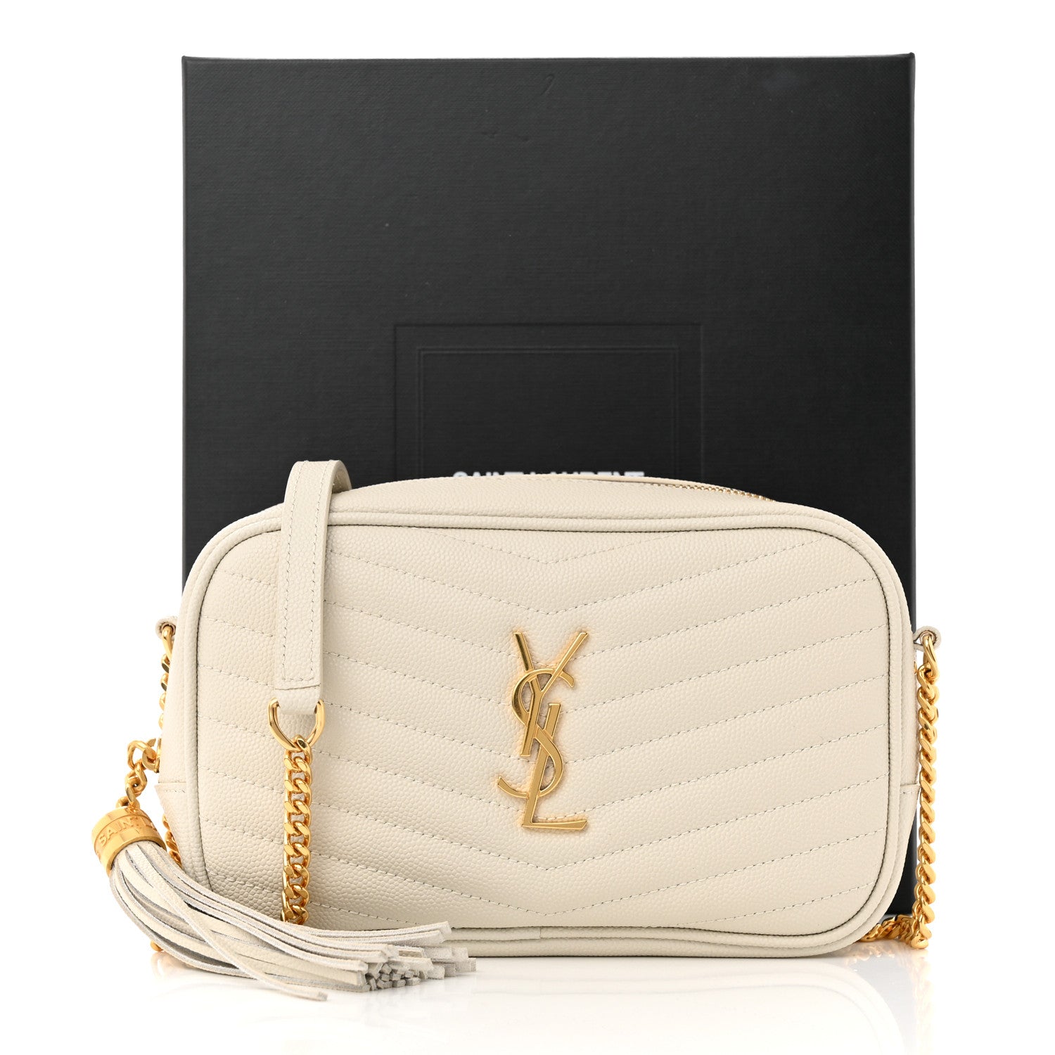 Saint Laurent Grain De Poudre Matelasse Monogram Mini Lou Camera Bag Crema Soft 11 of 11