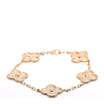 Van Cleef & Arpels 18K Yellow Gold 5 Motifs Vintage Alhambra Bracelet 1 of 5