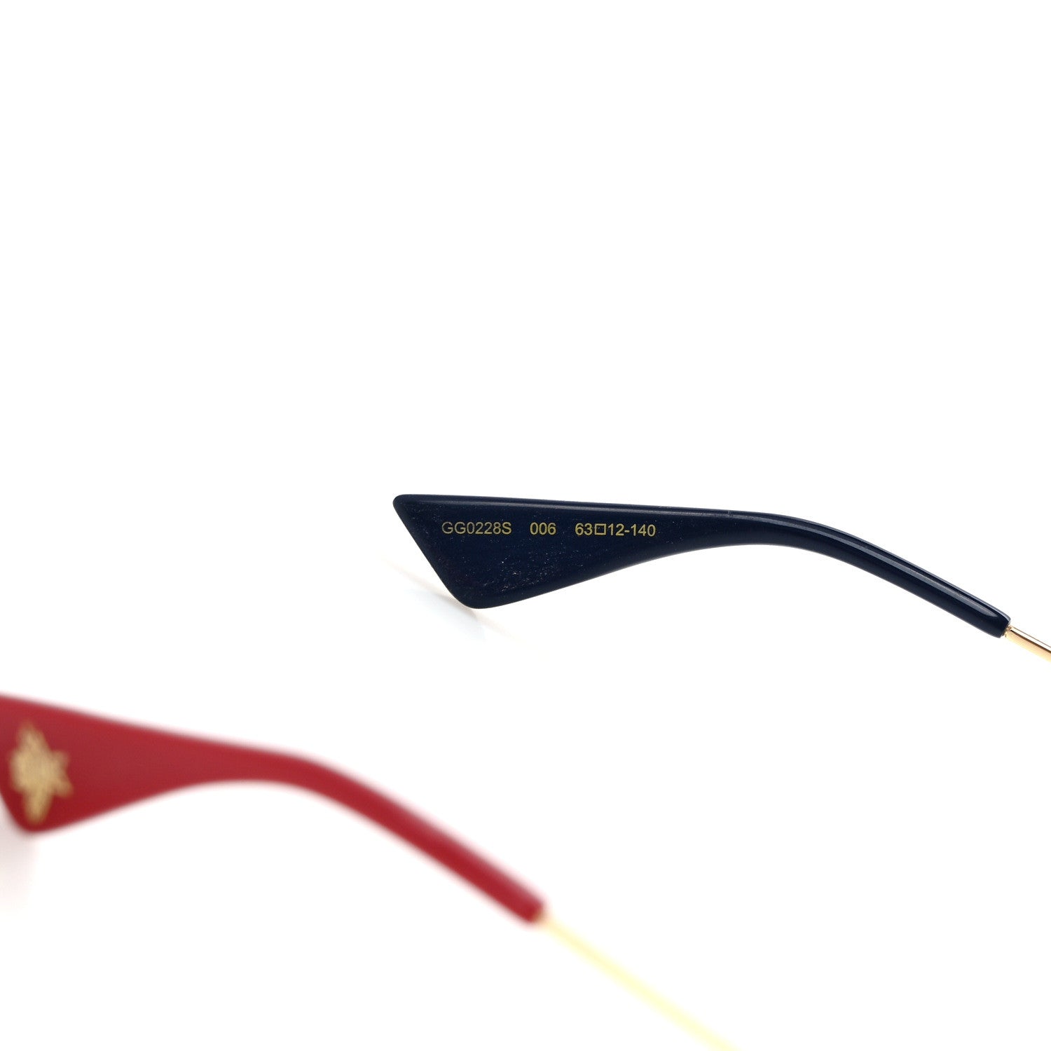 Gucci Square Frame Sunglasses GG0228S Gold Red 7 of 8