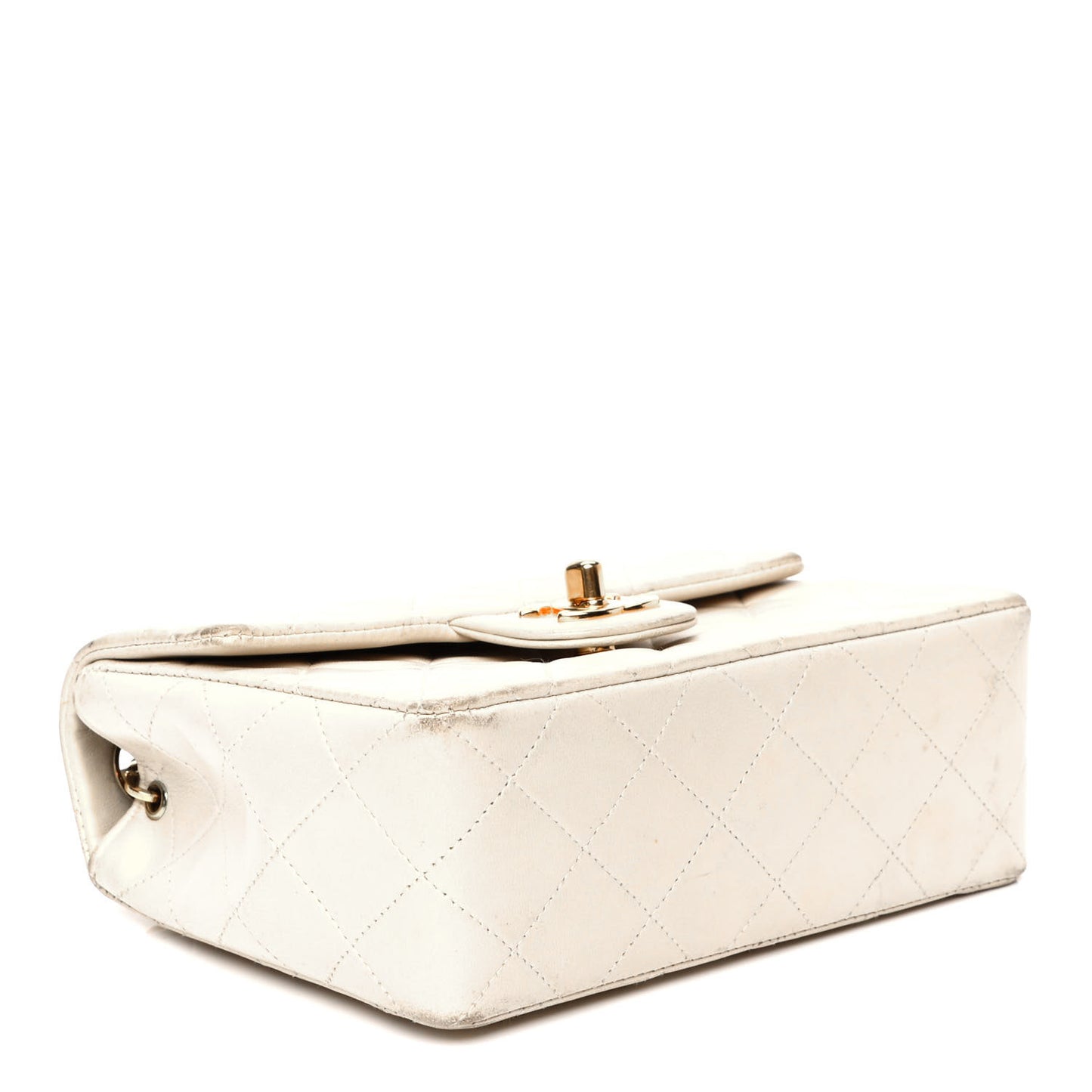 Lambskin Quilted Mini Square Flap White