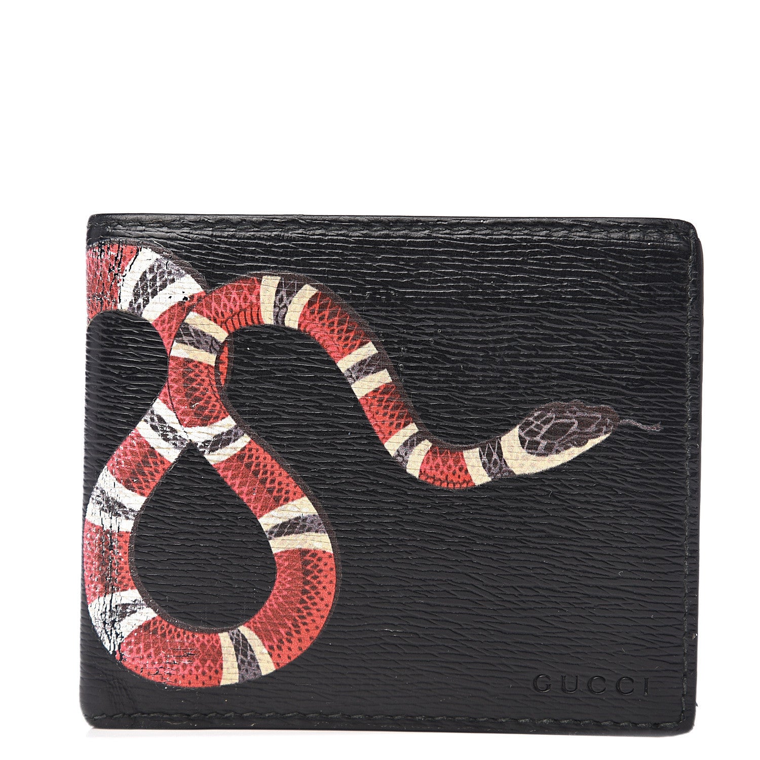 Gucci Shangai Calfskin Kingsnake Bi-Fold Wallet Black 1 of 7