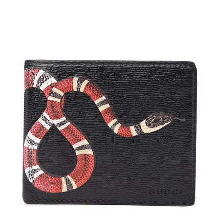 Gucci Shangai Calfskin Kingsnake Bi-Fold Wallet Black 1 of 7