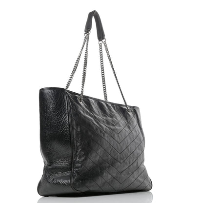 Saint Laurent Crinkled Calfskin Matelasse Monogram Large Niki Shopping Tote Bag Black 4 of 10