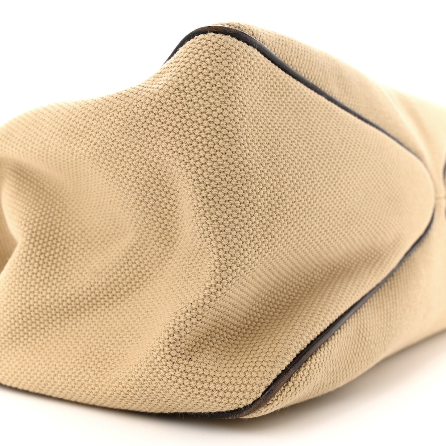 Canvas Wooden Handle Shoulder Bag Beige