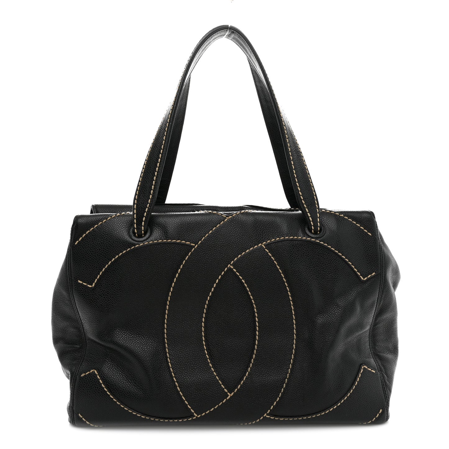 Caviar CC Stitched Medium Tote Black