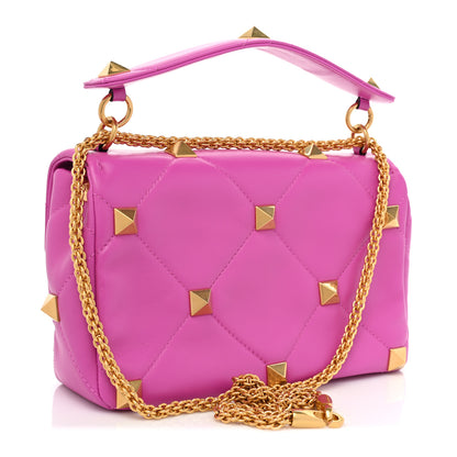 Valentino Garavani Nappa Large Roman Stud Shoulder Bag Radiant Orchid 3 of 7