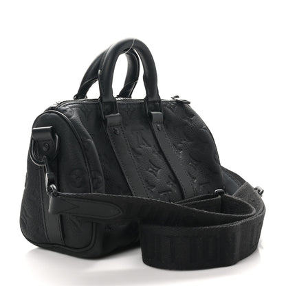 Louis Vuitton Monogram Taurillon Keepall Bandouliere 25 Black 3 of 9