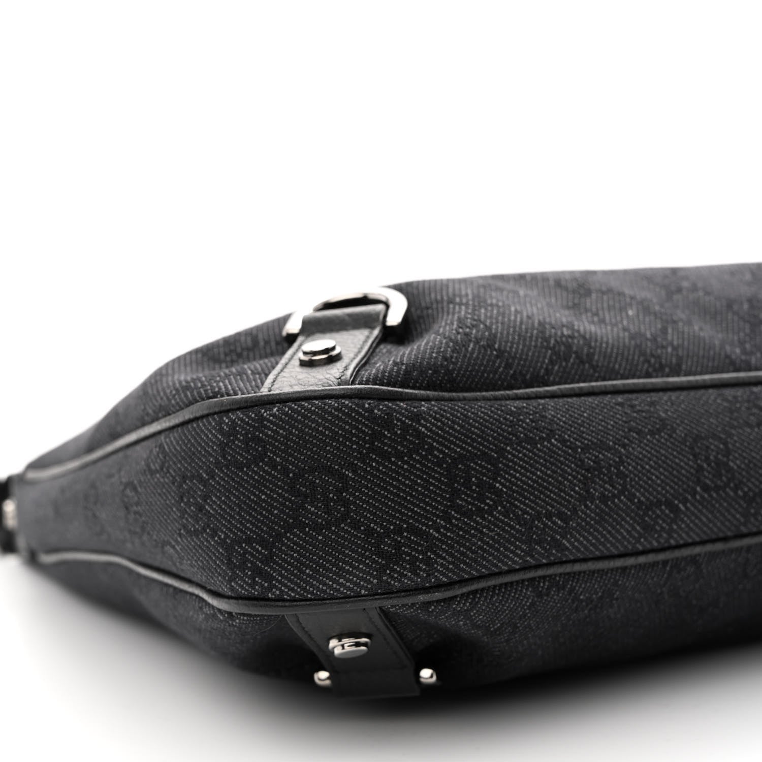 Gucci Denim Monogram Abbey D Ring Hobo Black 9 of 11