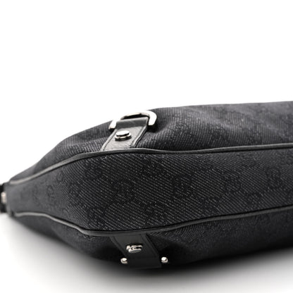 Gucci Denim Monogram Abbey D Ring Hobo Black 9 of 11