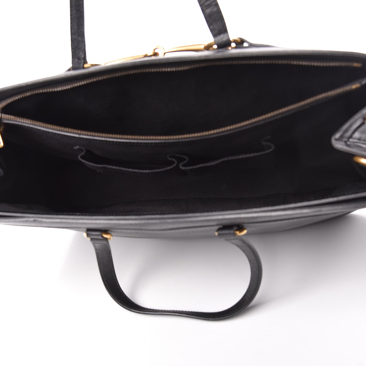 Textured Calfskin Large Bright Bit Tote Black