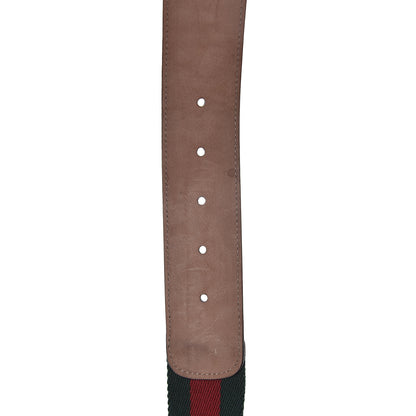 Gucci Nylon Textured Calfskin Double G Web 40mm Belt 70 28 Green Red Dark Cocoa 4 of 6