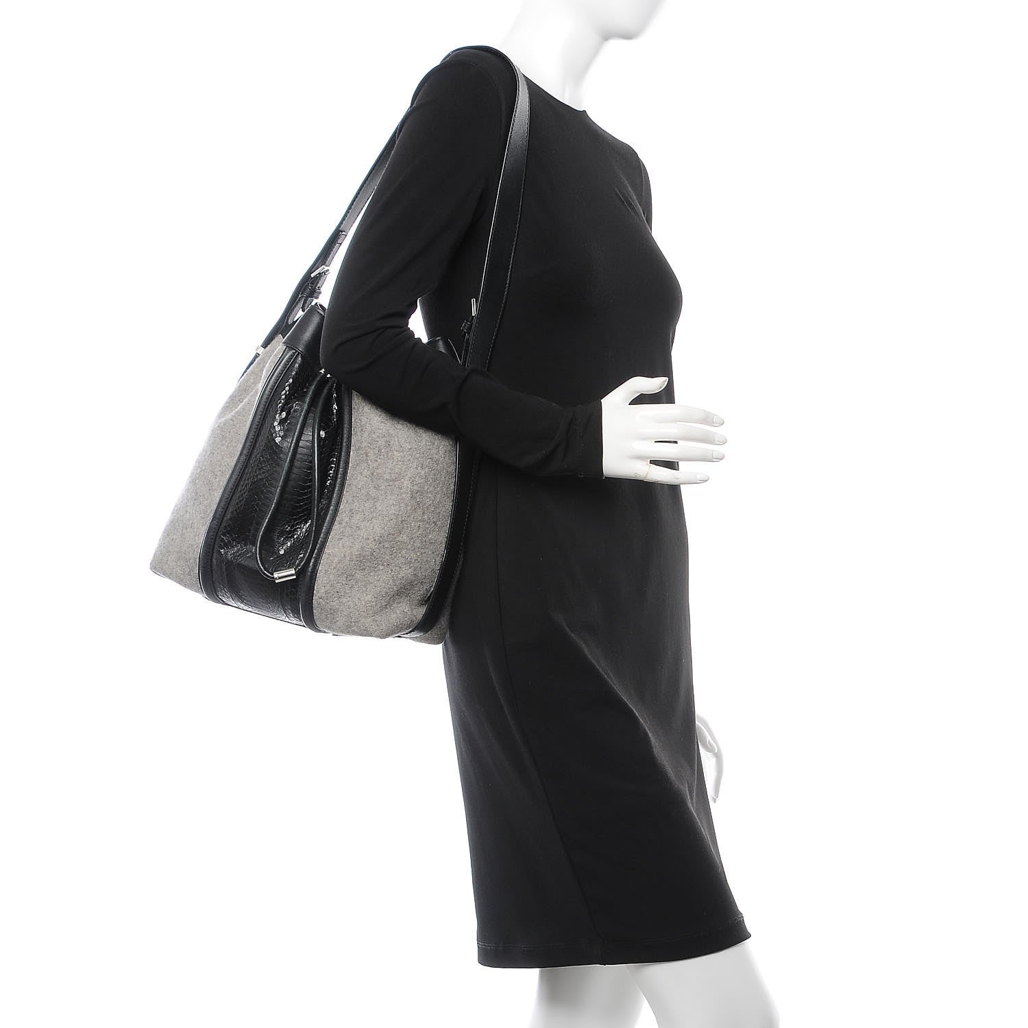Alexander Wang Elaphe Felt Drawstring Bucket Black 2 of 15
