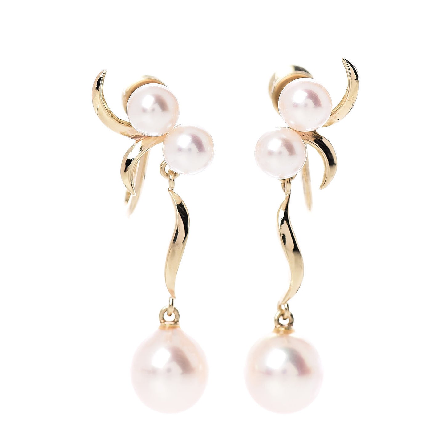 14K Yellow Gold Akoya Pearl 4.5-7.5mm Drop Screw-Back Earrings