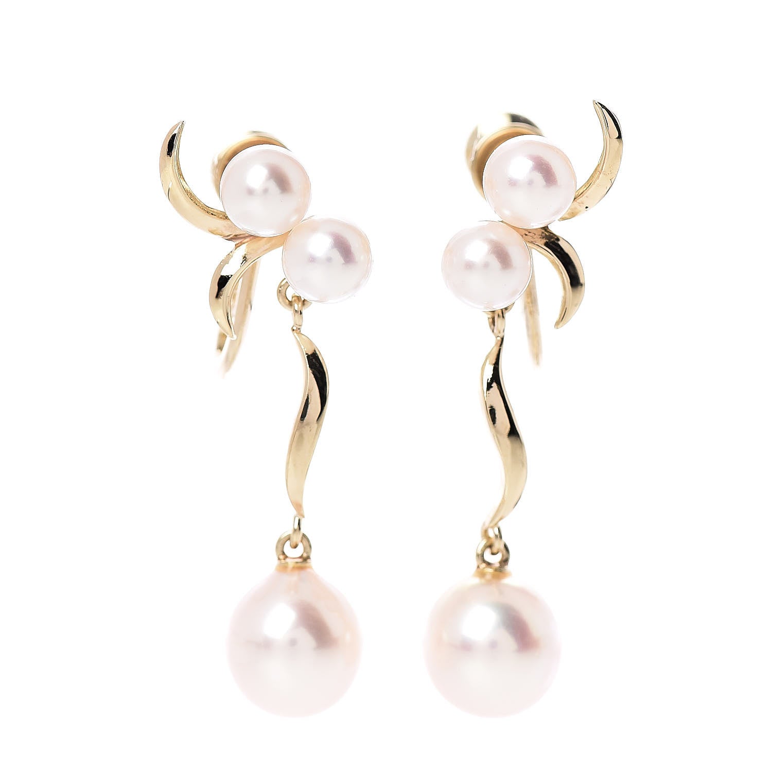 Mikimoto 14K Yellow Gold Akoya Pearl 4.5-7.5mm Drop Screw-Back Earrings 1 of 4