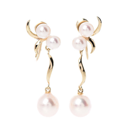 Mikimoto 14K Yellow Gold Akoya Pearl 4.5-7.5mm Drop Screw-Back Earrings 1 of 4