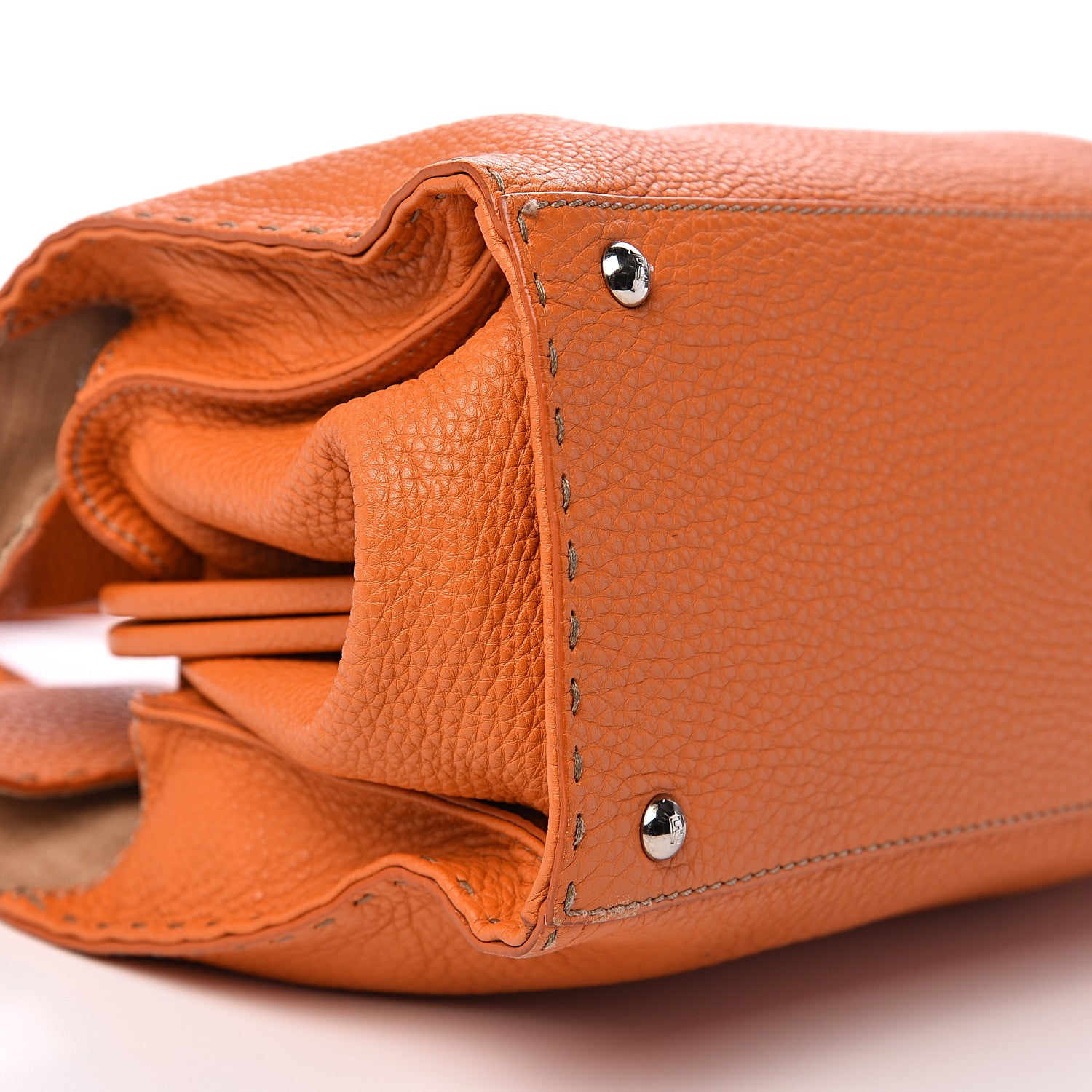 Fendi Calfskin Romano Selleria Firenze Frame Bag Orange 7 of 9