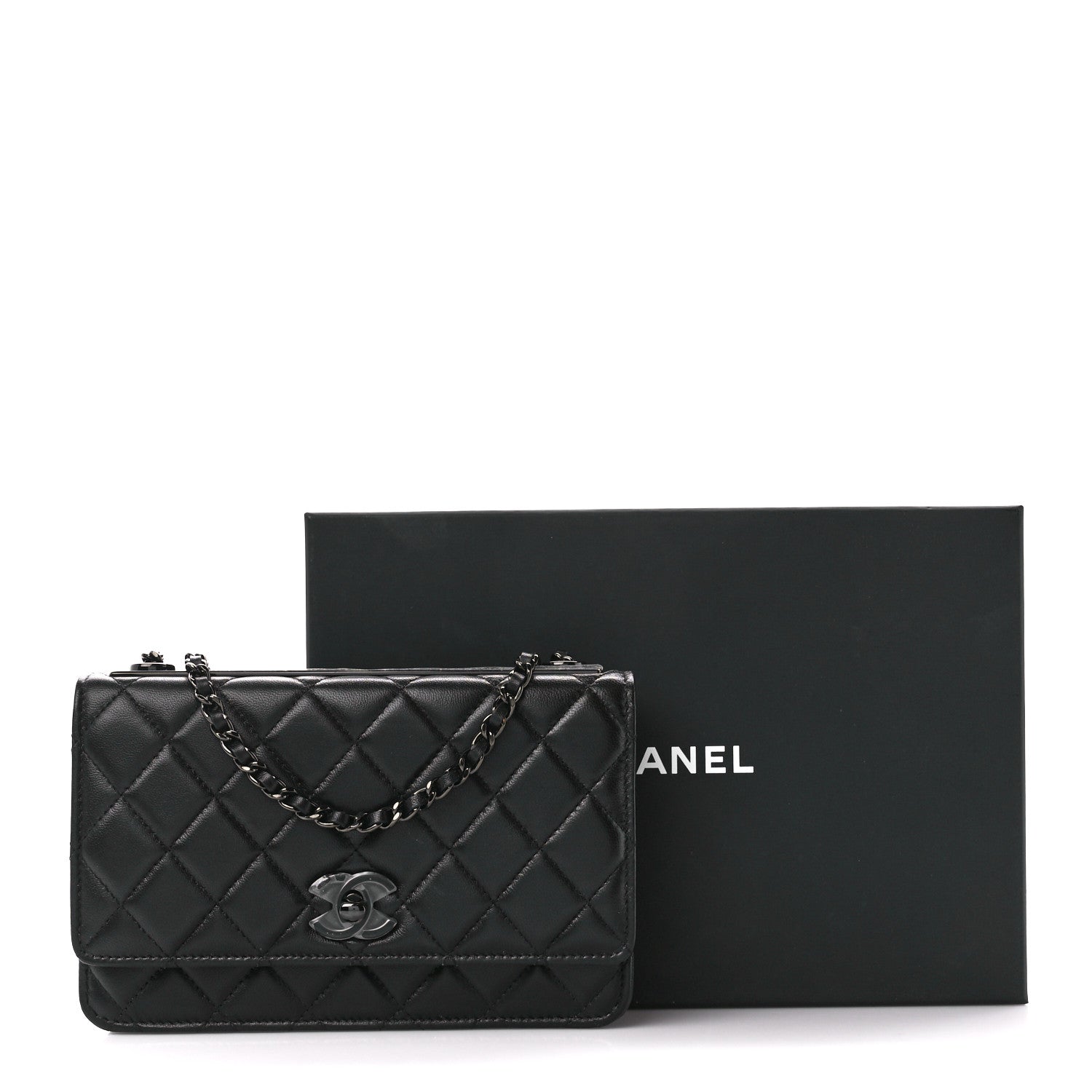 Chanel Lambskin Quilted Trendy CC Wallet On Chain WOC So Black 13 of 13
