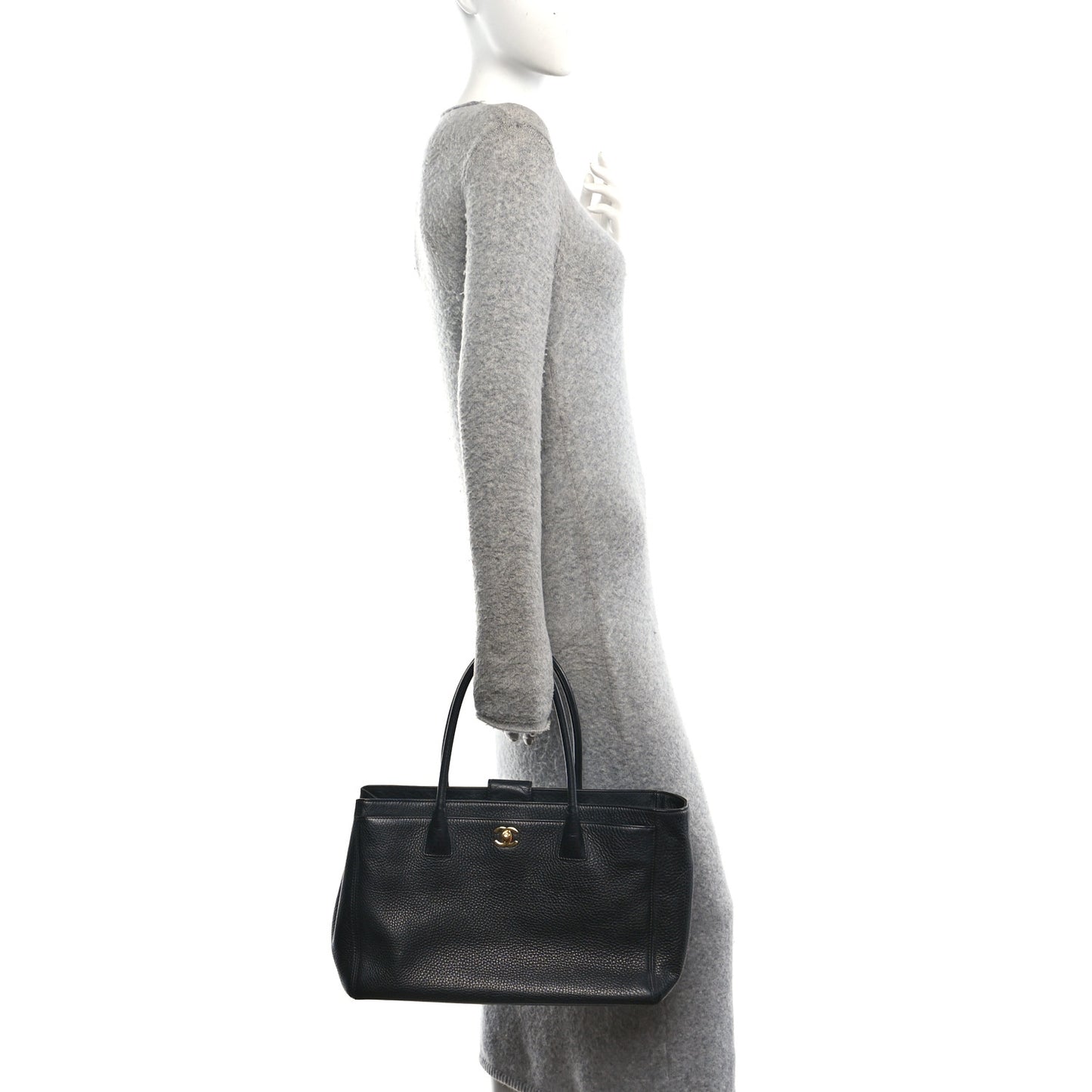 Calfskin Cerf Executive Shopper Tote Black