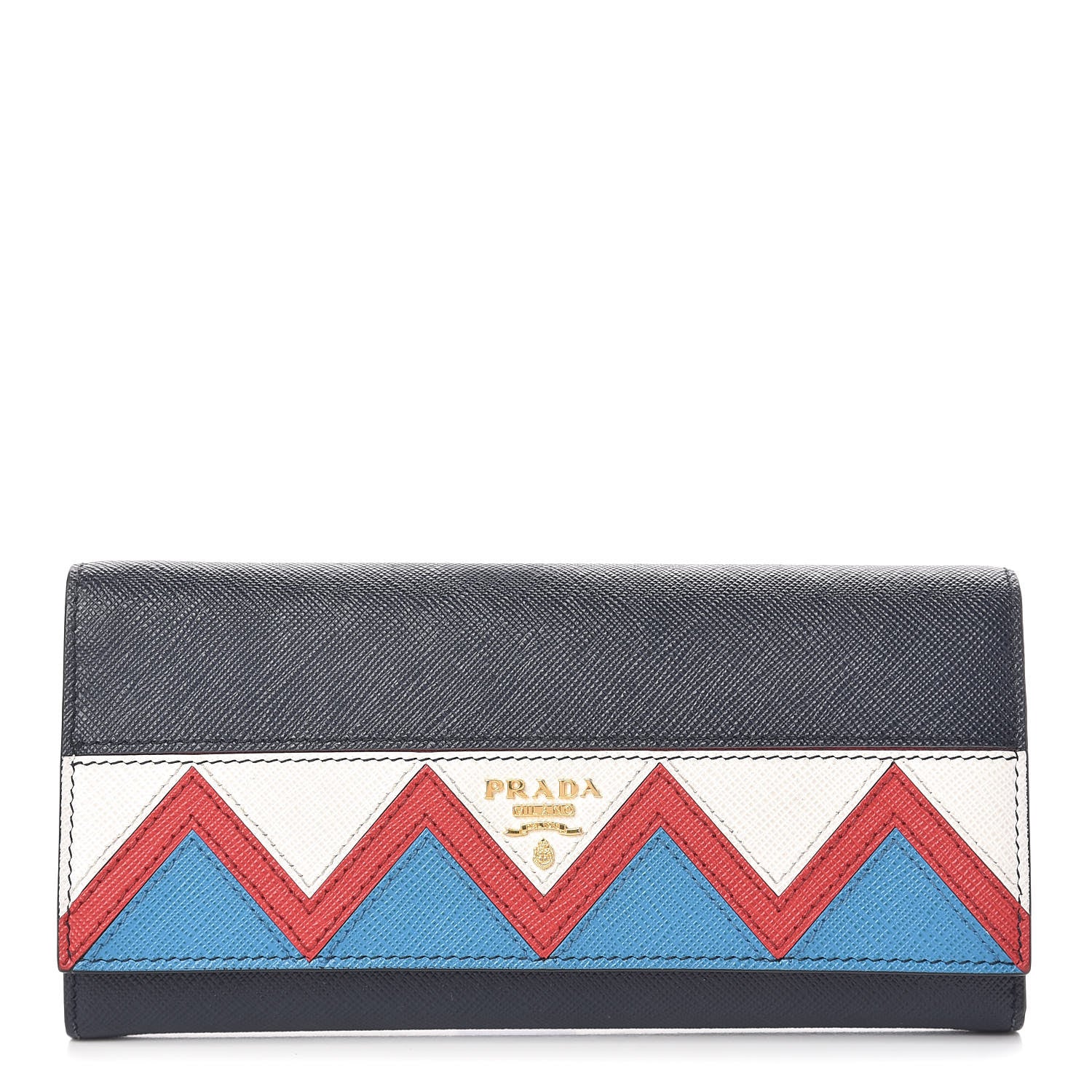 Prada Saffiano Greche Flap Continental Wallet Baltico Rosso 1 of 8