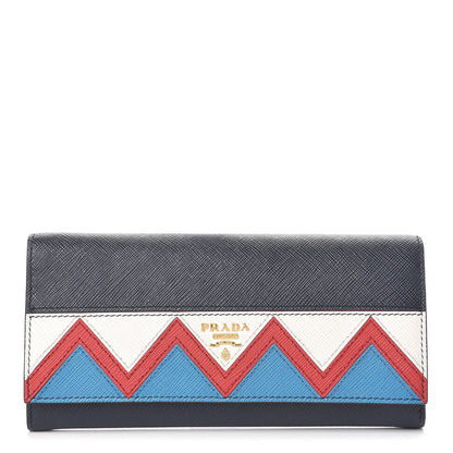 Prada Saffiano Greche Flap Continental Wallet Baltico Rosso 1 of 8