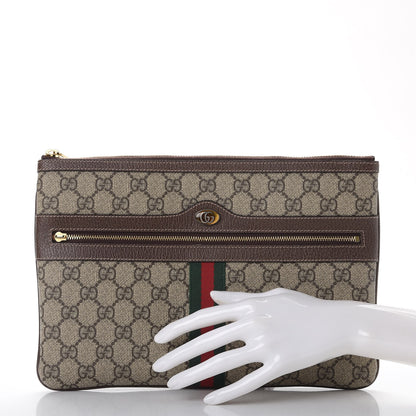 Gucci GG Supreme Monogram Large Ophidia Pouch Clutch Brown 2 of 11