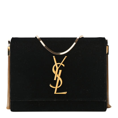Saint Laurent Velvet Monogram Small Kate Slide Chain Crossbody Box Bag Black 1 of 12