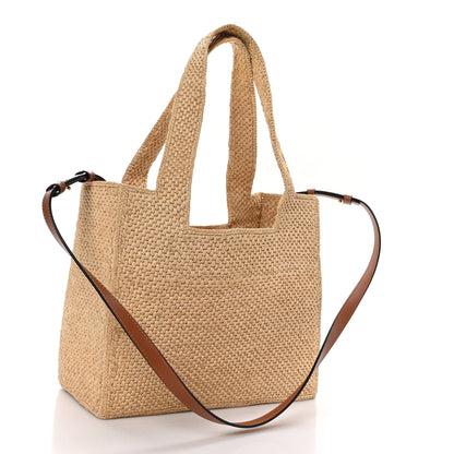 Loewe Raffia Medium Paula's Ibiza Logo Tote Natural Tan 3 of 9