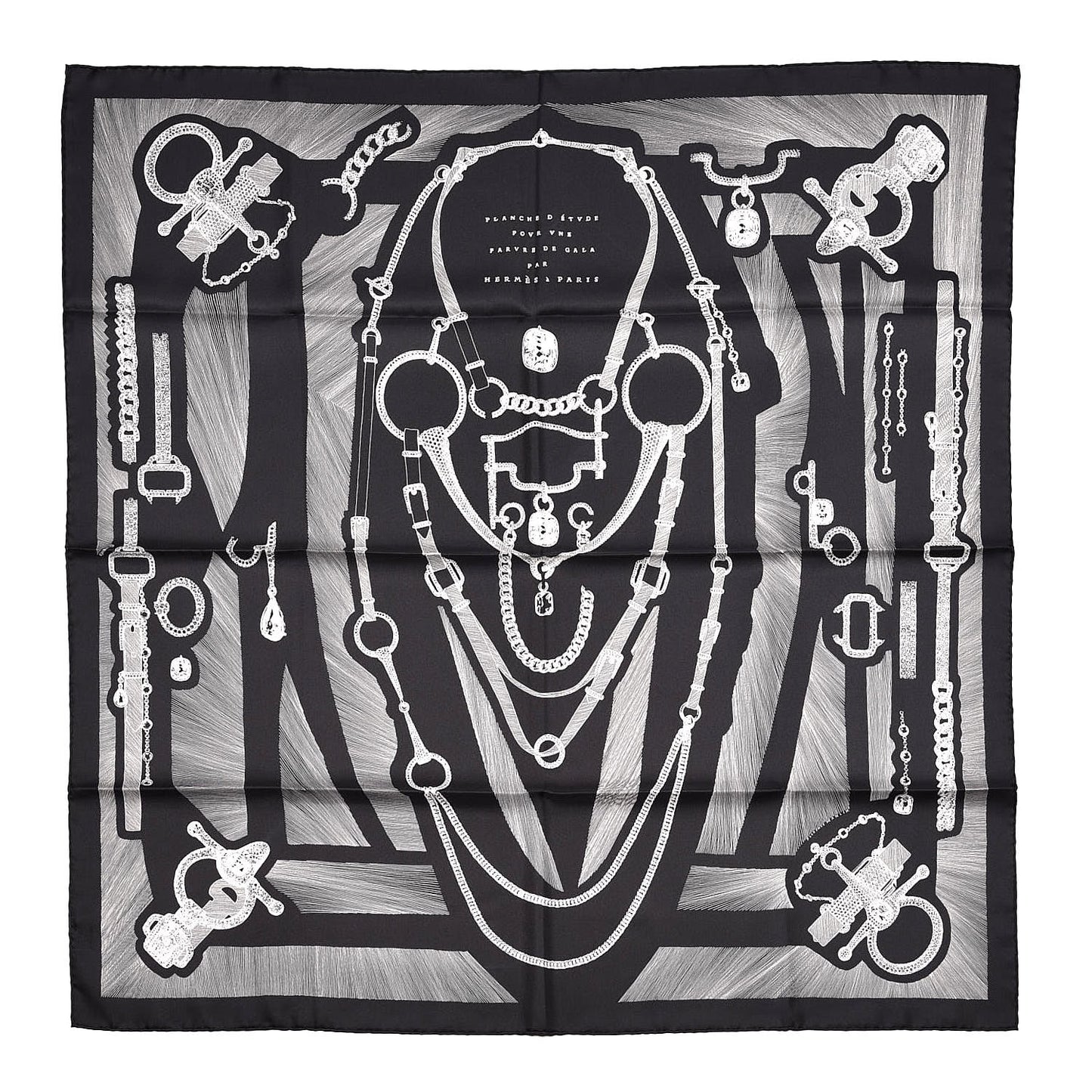 Silk Etude Pour Une Parure De Gala Scarf 90 Black White
