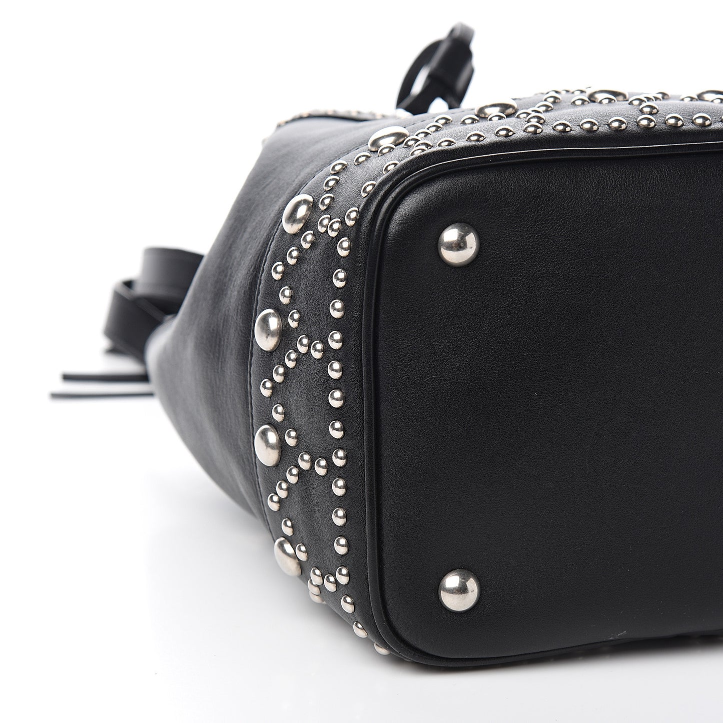 Calfskin Small Y Studs Bucket Bag Black