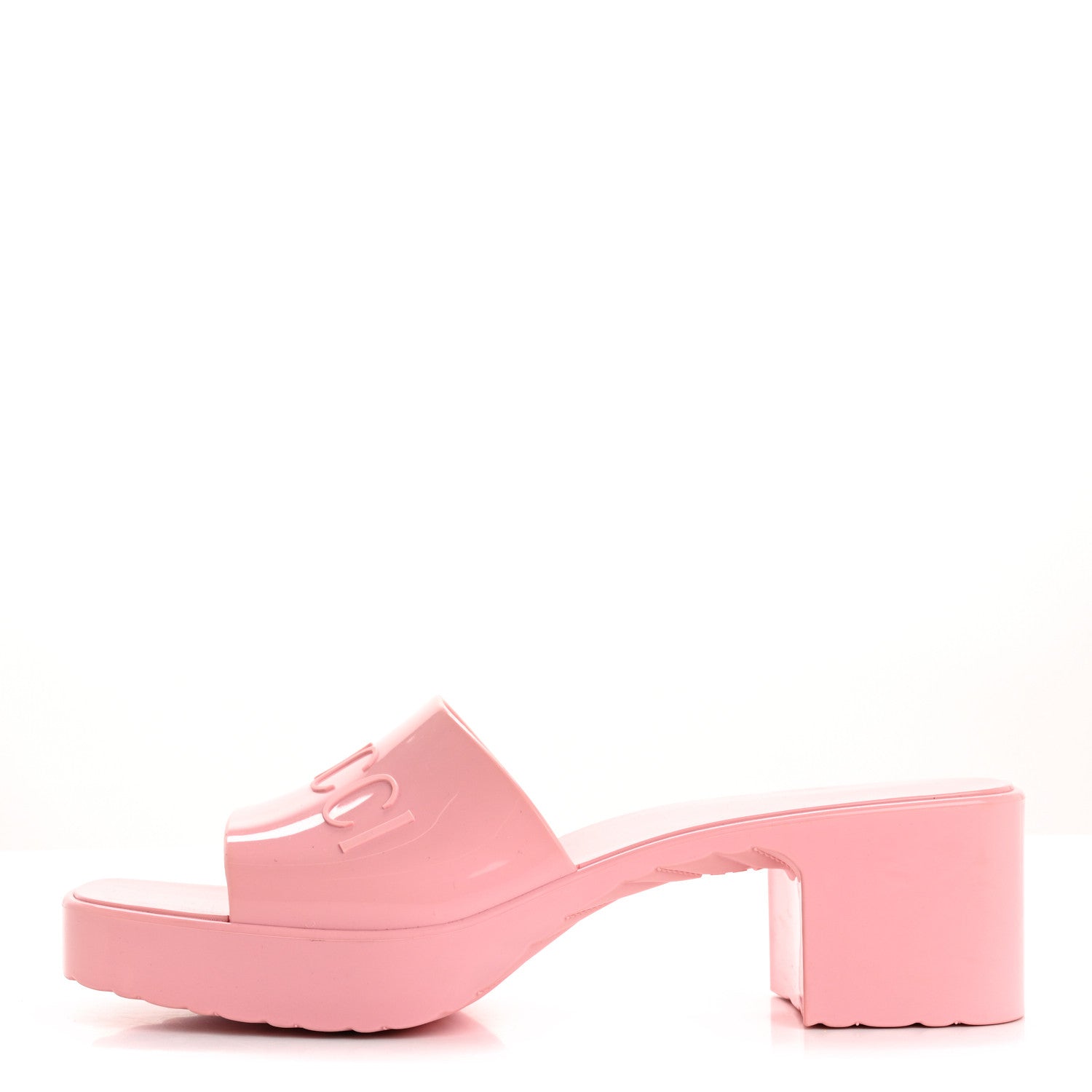 Gucci Rubber Gucci Logo Womens Platform 20/60mm Slide Sandals 40 Wild Rose 1 of 12