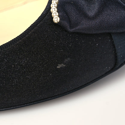 Chanel Satin Grosgrain Pearl Bow Ballerina Cap Toe Flats 38.5 Black 11 of 11